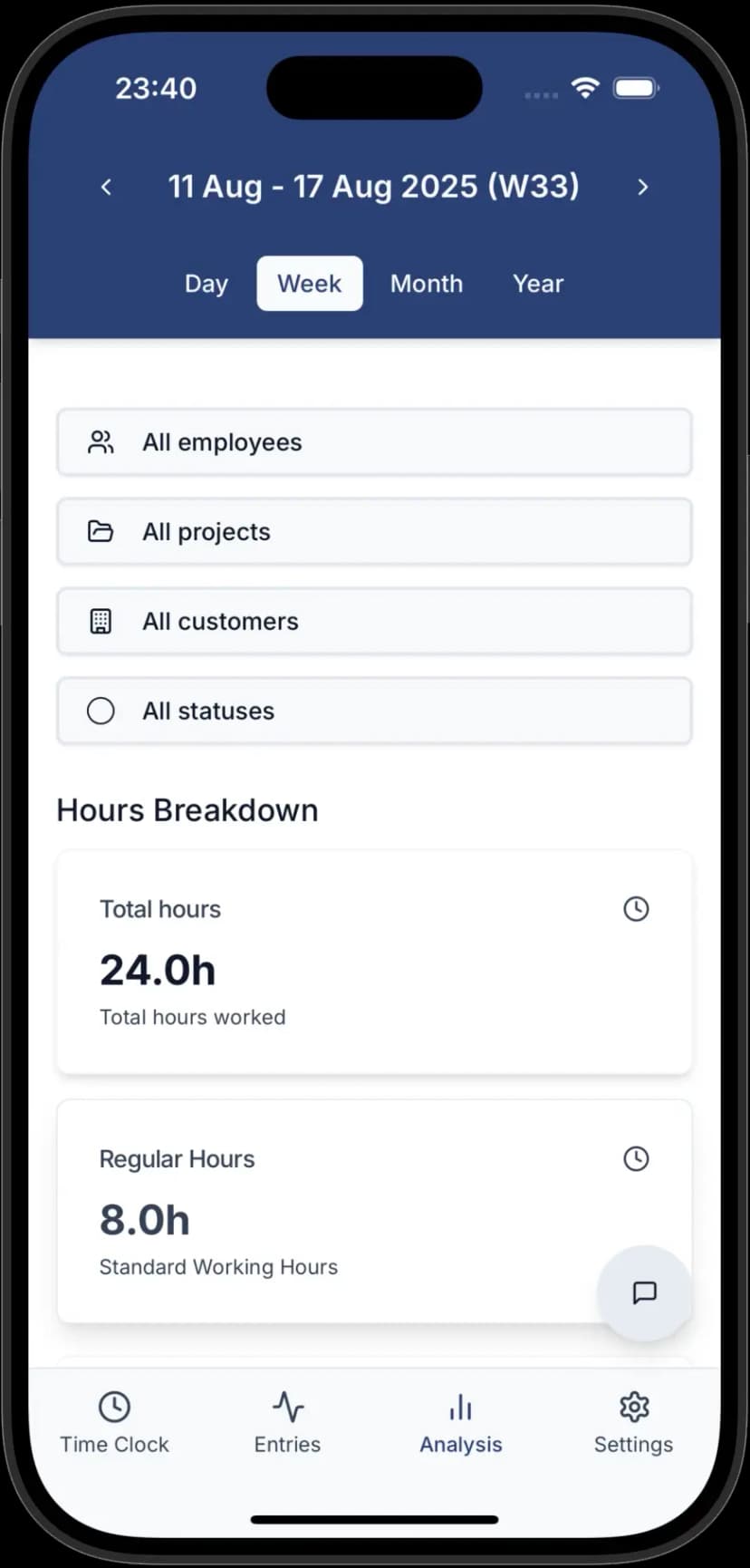 Αποκτήστε πλήρη επισκόπηση των ωρών εργασίας